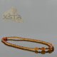 Natural polished cognac amber beads necklace